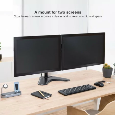TooQ Table Stand - For 2 Screens - 17" / 32" - Black - DB1702TN-B