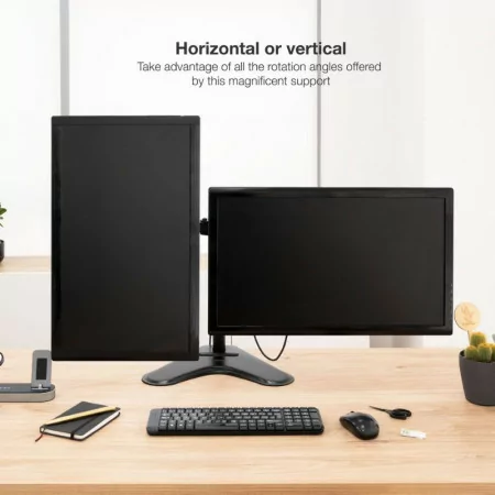 TooQ Table Stand - For 2 Screens - 17" / 32" - Black - DB1702TN-B