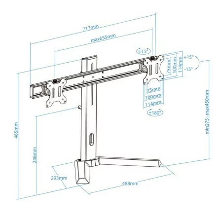 TooQ Table Stand - For 2 Screens - 17" / 27" - DB1402TN-B