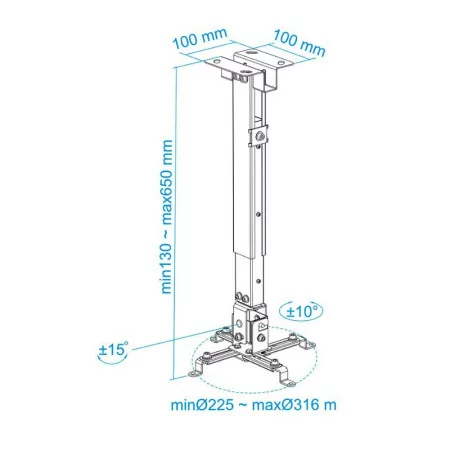 TooQ Ceiling Bracket - For Projectors - White - PJ2012T-W