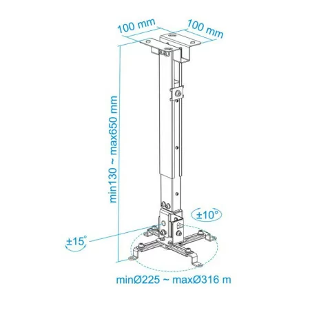 TooQ Ceiling Bracket - For Projectors - Black - PJ2012T-B