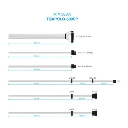 TooQ Power Supply - ATX 500W - TQAPOLO-500SP