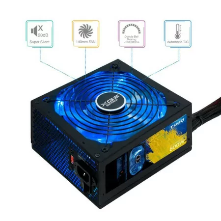 Fonte de Alimentação Xtreme Gaming TooQ - Energy II - 800W - C/ Led - TQXGEII-800SAP|TooQ|8433281007604