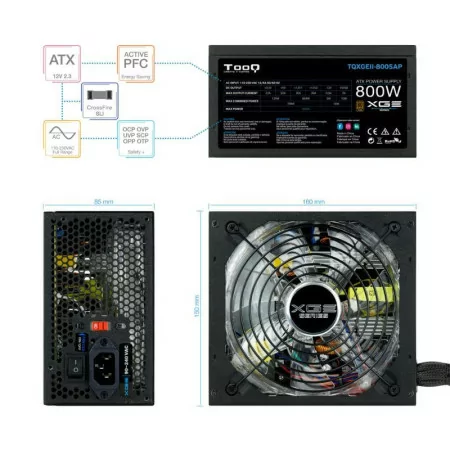 Fonte de Alimentação Xtreme Gaming TooQ - Energy II - 800W - C/ Led - TQXGEII-800SAP|TooQ|8433281007604