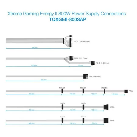 Fonte de Alimentação Xtreme Gaming TooQ - Energy II - 800W - C/ Led - TQXGEII-800SAP|TooQ|8433281007604