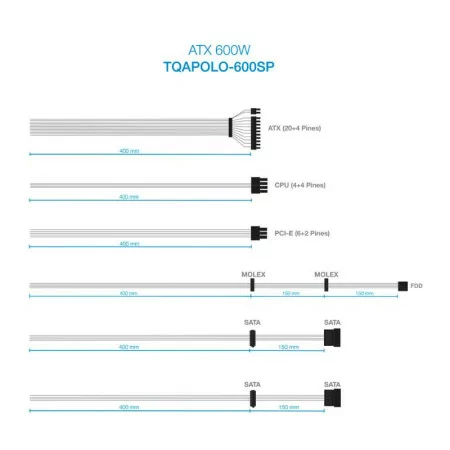 TooQ Power Supply - ATX 600W - PFC - TQAPOLO-600SP