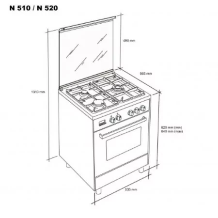 Meireles Milano Gas Stove - 4 Burners - 55L - Brown - N 520 B