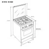 Meireles Milano Gas Stove - 4 Burners - 55L - N 520 B - Natural Gas