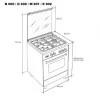 Meireles Milano Gas Stove - 4 Burners - 55L - Stainless Steel - E 602 X - G. Nat