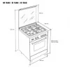 Meireles Milano Gas Stove - 4 Burners - 59L - Stainless Steel - E 543 X