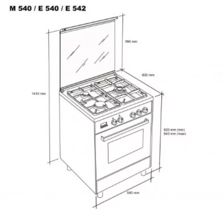 Cocina de Gas Meireles Milano - 4 Quemadores - 59L - Inox - E 540 X Gas Natural