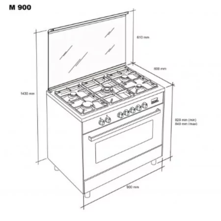 Meireles Gas Stove - 5 Burners - 128L - Stainless Steel - M 900 X