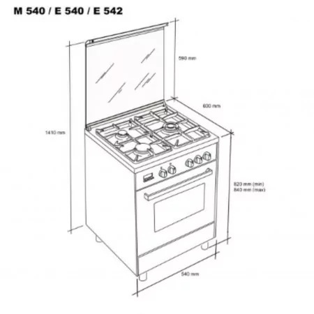 Cocina de Gas Meireles - 4 Quemadores - 55L - Inox - M-540-X Gas Butano