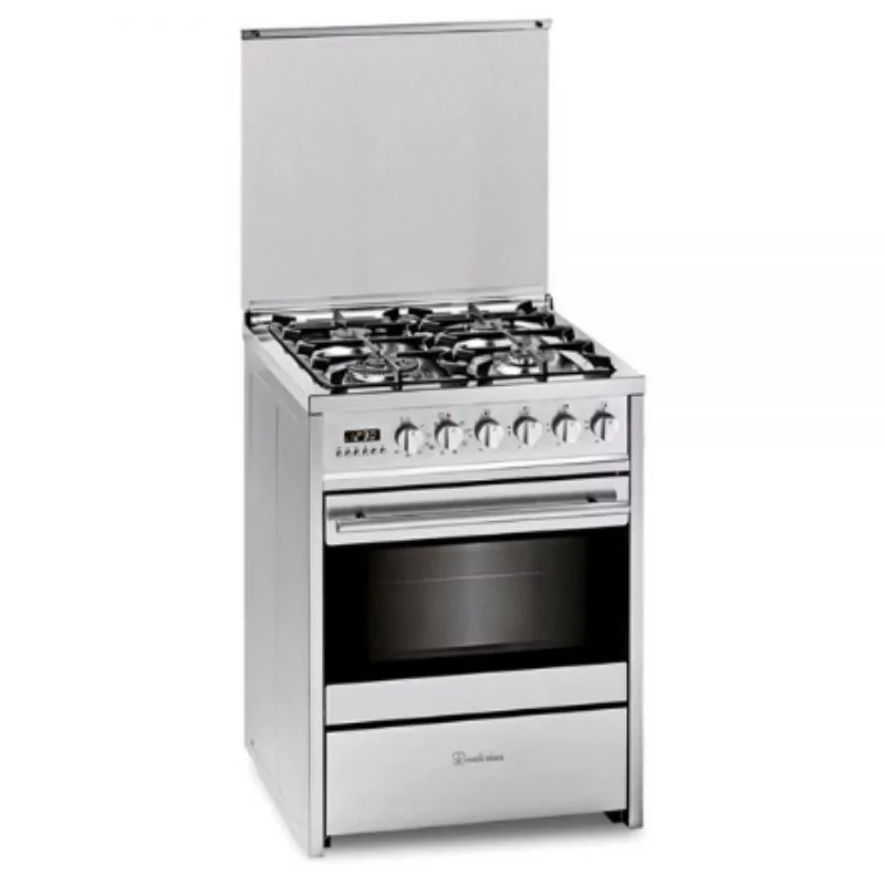 Meireles Butane Gas Monobloc Stove - 4 Burners - 60cm - 55L Stainless Steel - E 610 X