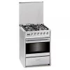 Meireles Butane Gas Monobloc Stove - 4 Burners - 60cm - 55L Stainless Steel - E 610 X
