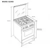 Meireles Butane Gas Monobloc Stove - 4 Burners - 60cm - 55L Stainless Steel - E 610 X
