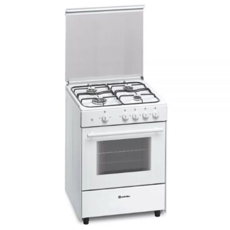 Meireles Butane Gas Monobloc Stove - 4 Burners - 60cm - 49L - White - G 600 W