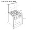 Meireles Butane Gas Monobloc Stove - 4 Burners - Stainless Steel - N-600-X - 60cm Stainless Steel