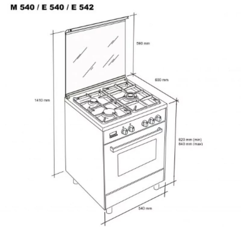 Meireles Gas Stove - 4 Burners - 59L - 54cm - Stainless Steel - E 540 X