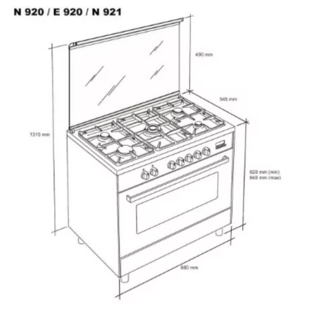 Meireles Gas Stove - 4 Burners - 55L - Stainless Steel - N 920 X Natural Gas