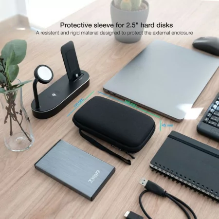 TooQ Resistant Bag - For External Disk - 2.5" - Black - TQBC-E2503B