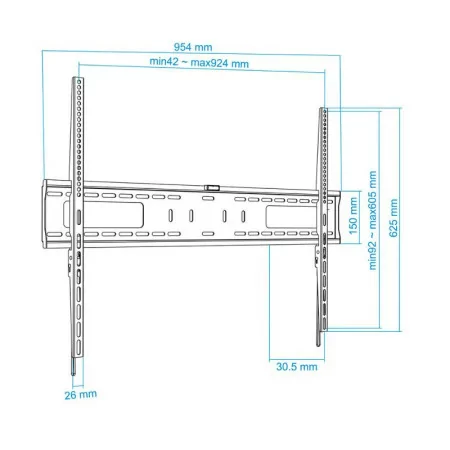 TooQ Wall Mount - For Screens - 60" / 100" - Black - LP41100F-B