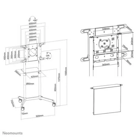 Neomounts Floor Stand - For Screens - 37" / 70" - White - NS-M1250WHITE