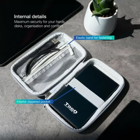 TooQ Resistant Bag - For External Drive - 2.5" - Gray - TQBC-E2503G