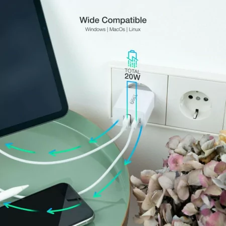 TooQ USB Charger - White - 100-240V - TQWC-2SC04WT