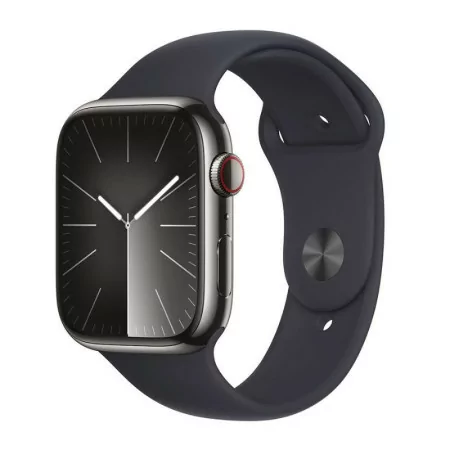 Apple Watch Series 9 GPS + Cellular Graphite Stainless Steel | Sport Midnight Strap S/M (45mm)