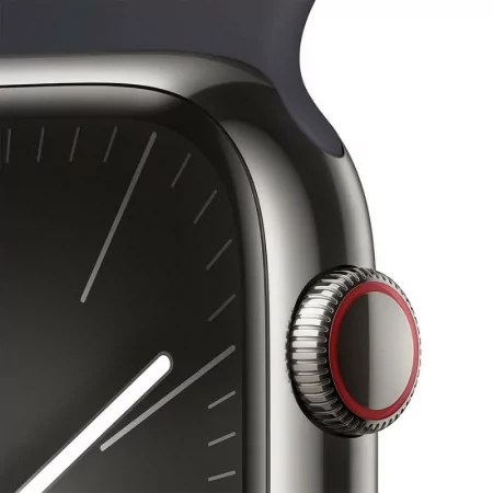 Apple Watch Series 9 GPS + Cellular Aço Inoxidável Grafite | Bracelete Sport Meia-Noite S/M (45mm)|Apple|0195949025938