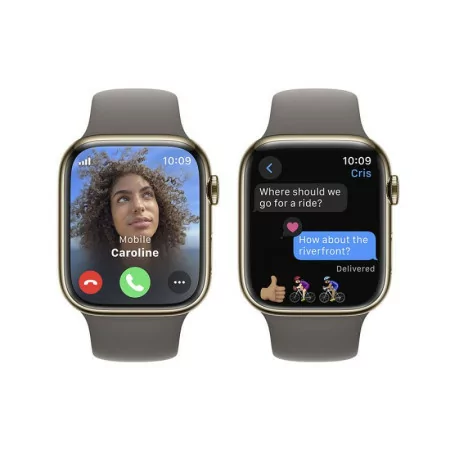 Apple Watch Series 9 GPS + Cellular Aço Inoxidável Dourado | Bracelete Sport Barro - S/M (45mm)|Apple|0195949025600