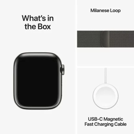 Apple Watch Series 9 GPS + Cellular Aço Inoxidável Grafite | Bracelete Loop Milanesa Grafite (41mm)|Apple|0195949023729