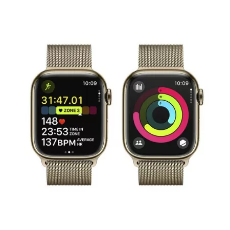 Apple Watch Series 9 GPS + Cellular Aço Inoxidável Dourado | Bracelete Loop Milanesa Dourado (41mm)|Apple|0195949023392