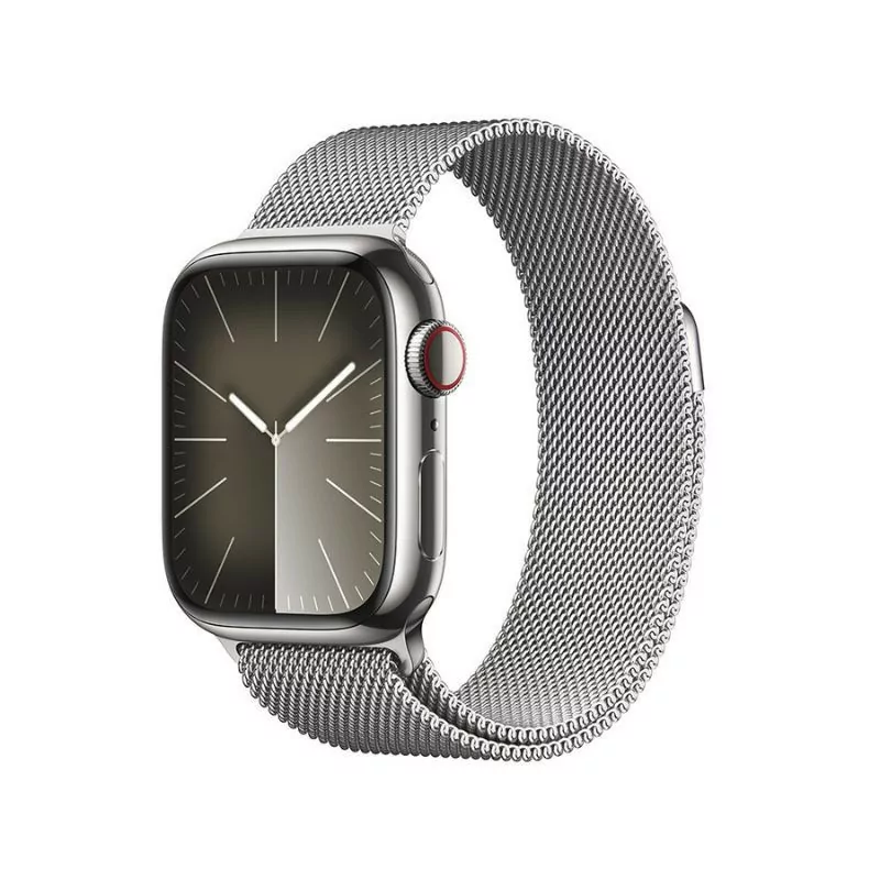 Apple Watch Series 9 GPS + Cellular Silver Stainless Steel | Silver Milanese Loop Bracelet (41mm)