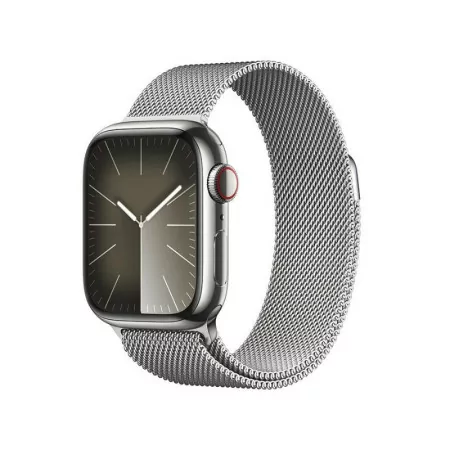 Apple Watch Series 9 GPS + Cellular Silver Stainless Steel | Silver Milanese Loop Bracelet (41mm)