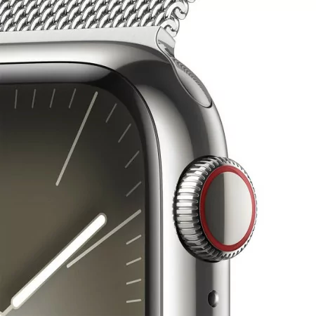 Apple Watch Series 9 GPS + Cellular Silver Stainless Steel | Silver Milanese Loop Bracelet (41mm)