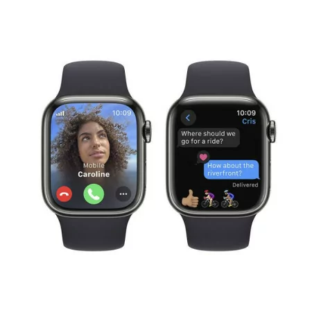 Apple Watch Series 9 GPS + Cellular Aço Inoxidável Grafite | Bracelete Sport Meia-Noite M/L (41mm)|Apple|0195949023613