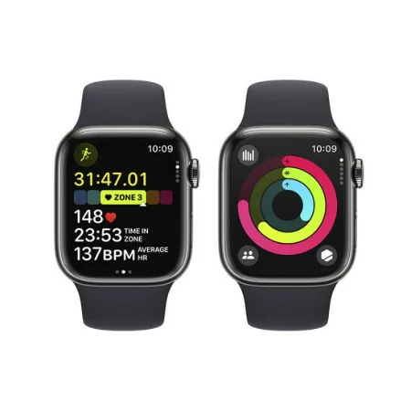Apple Watch Series 9 GPS + Cellular Aço Inoxidável Grafite | Bracelete Sport Meia-Noite M/L (41mm)|Apple|0195949023613