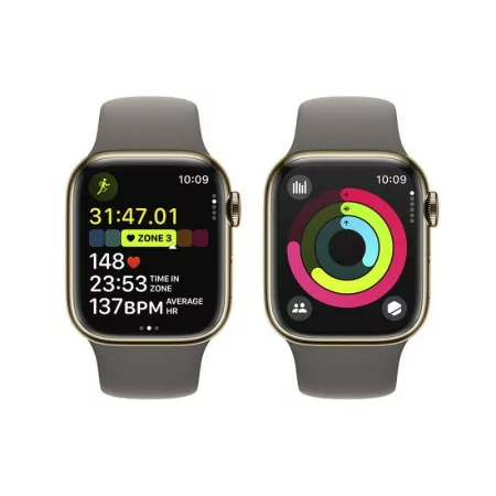 Apple Watch Series 9 GPS + Cellular Aço Inoxidável Dourado | Bracelete Sport Barro - M/L (41mm)|Apple|0195949023286