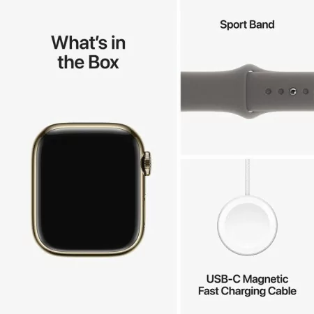 Apple Watch Series 9 GPS + Cellular Aço Inoxidável Dourado | Bracelete Sport Barro - M/L (41mm)|Apple|0195949023286