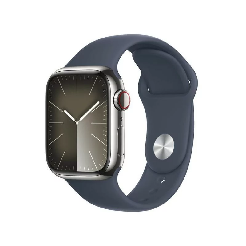 Apple Watch Series 9 GPS + Cellular Aço Inoxidável Prateado | Bracelete Sport Azul Trovoada - S/M (41mm)|Apple|0195949022845 Apple Watch Series 9 GPS + Cellular Aço Inoxidável Prateado | Bracelete Sport Azul Trovoada - S/M (41mm)|Apple|0195949022845