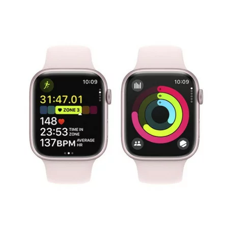Apple Watch Series 9 GPS + Cellular Alumínio Rosa | Bracelete Sport Rosa Claro - M/L (45mm)|Apple|0195949025051