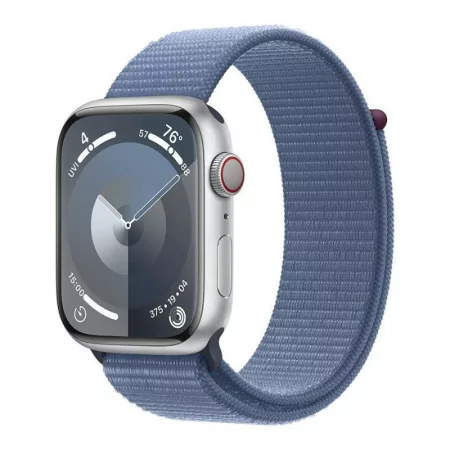 Apple Watch Series 9 GPS + Cellular Silver Aluminum | Winter Blue Sport Loop Strap (45mm)