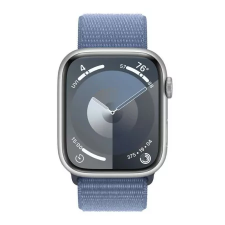 Apple Watch Series 9 GPS + Cellular Silver Aluminum | Winter Blue Sport Loop Strap (45mm)