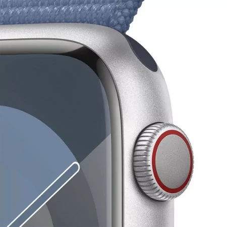 Apple Watch Series 9 GPS + Cellular Silver Aluminum | Winter Blue Sport Loop Strap (45mm)