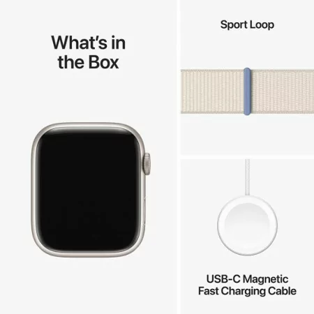 Apple Watch Series 9 GPS + Cellular Alumínio Luz das Estrelas | Bracelete Sport Luz das Estrelas - S/M (45mm)|Apple|0195949023958