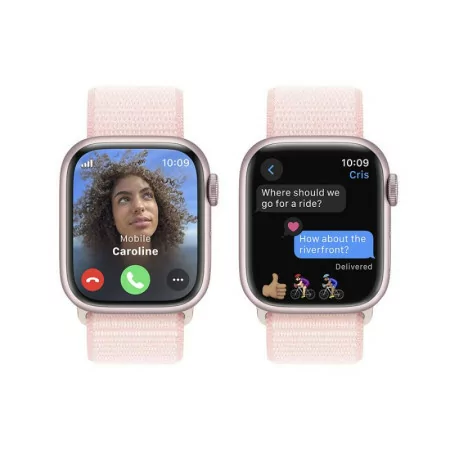 Apple Watch Series 9 GPS + Cellular Alumínio Rosa | Bracelete Sport Loop Rosa Claro (41mm)|Apple|0195949022739