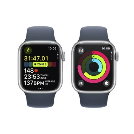 Apple Watch Series 9 GPS + Cellular Alumínio Prateado | Bracelete Sport Azul Trovoada - S/M (41mm)|Apple|0195949022180