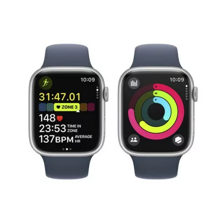 Apple Watch Series 9 GPS Alumínio Prateado | Bracelete Sport Azul Trovoada - S/M (45mm)|Apple|0195949031472